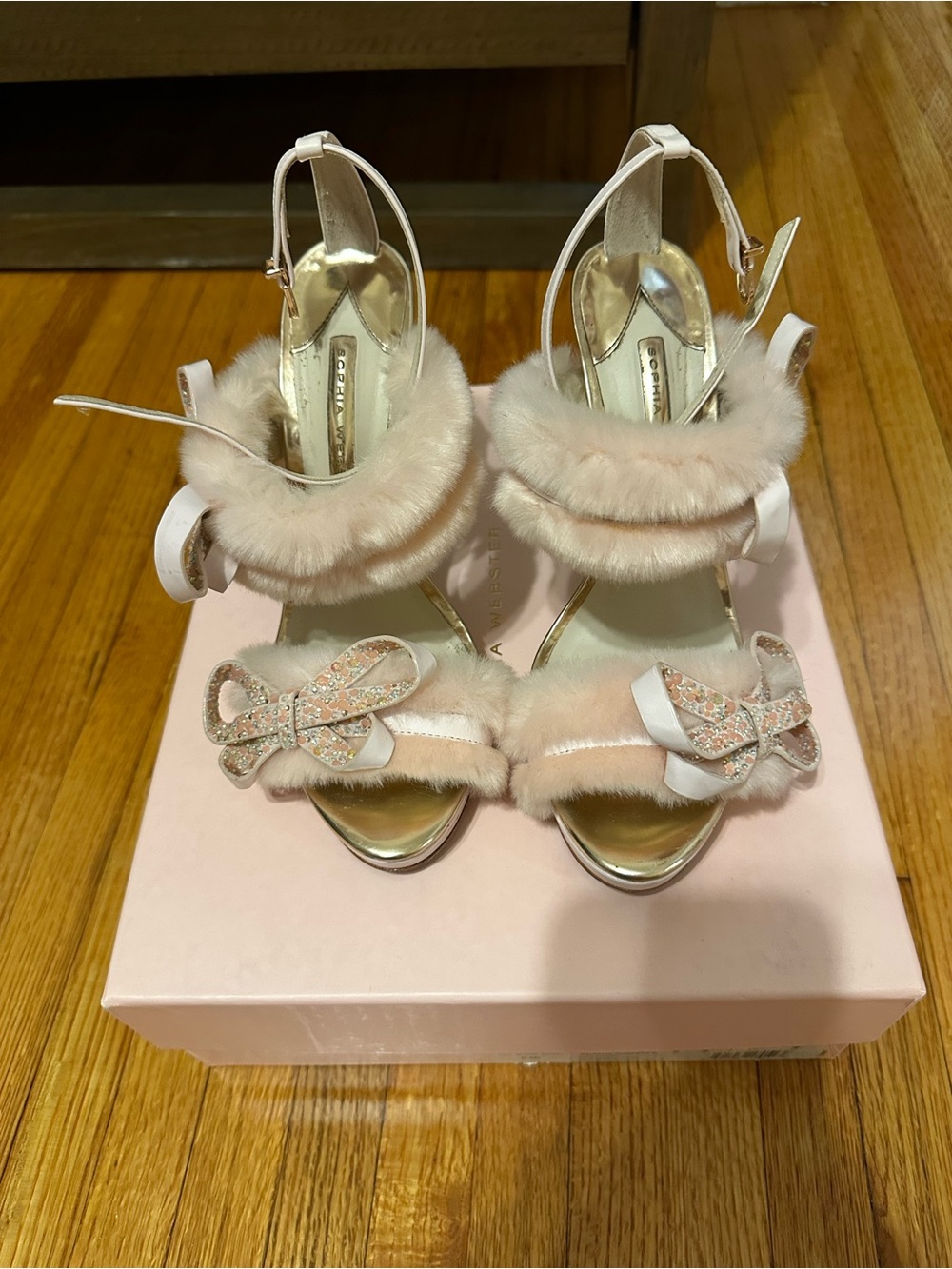 Sophia Webster Bella Fur Heavenly Pink Heel Sandal